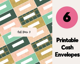 Art Deco 2 Editable & Printable Cash Envelopes Set of 6, Cash Envelope Wallet, Cash Envelopes, Budget Envelopes, Filofax
