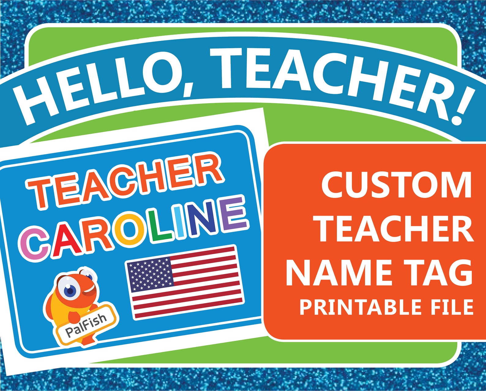 PALFISH Custom Teacher Name Tag (Instant Download) Etsy