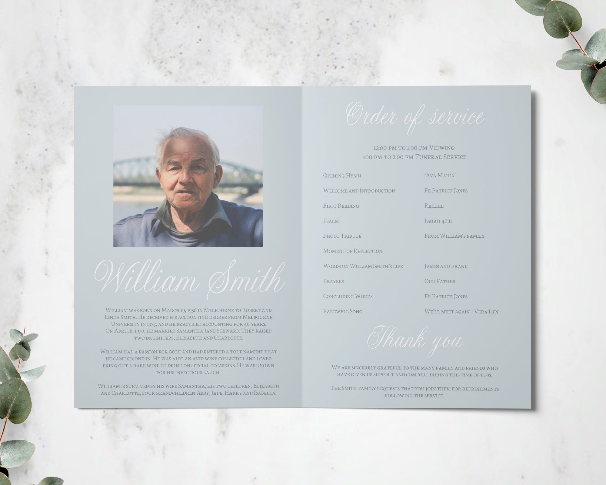 sample funeral program obituary