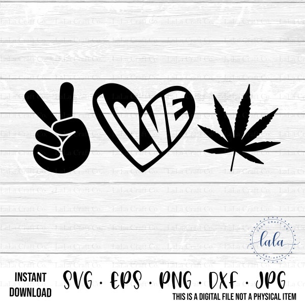 Peace Love MJ Marijuana Weed Cannabis SVG-Digital Download-Svg Png Jpg Dxf Eps-Instant Download-Cutting Files for Cricut Silhouette Cameo