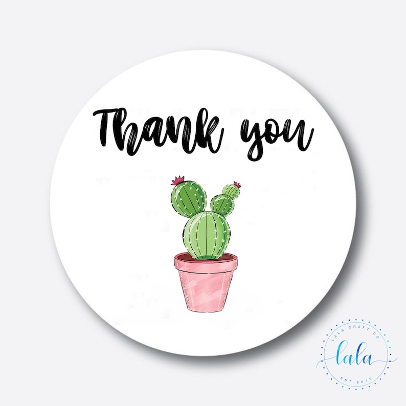 Thank You Cactus Stickers Printable Labels Cute TY Etsy