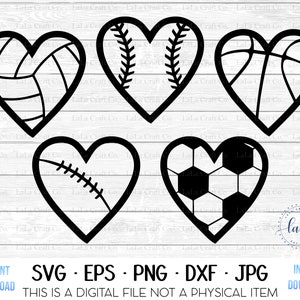 Sports Heart SVG Bundle | Sports Wife SVG | Sports Mom Svg | Cricut Cameo Silhouette Cut Files | Digital Download | png svg jpg dxf |