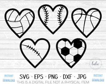 Lot de coeurs de sport SVG | Femme sportive SVG | Maman sportive Svg | Fichiers de coupe Cricut Cameo Silhouette | Téléchargement numérique | png svg jpg dxf |