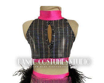 Custom Dance Costume | Jazz | Lyrical | Contemporary | 2 PC costume with feathers | Performance costumes | Girls Dance costumes | Pole Dance