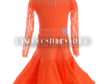 Pre-teen ballroom, Dance ballroom dress for kids, Latin Ballroom Competition dress, Standard dance dress,  Three piece Dress