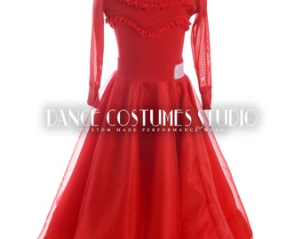 Pre-teen ballroom, Dance ballroom dress for kids, Latin Ballroom Competition dress, Standard dance dress,  Three piece Dress