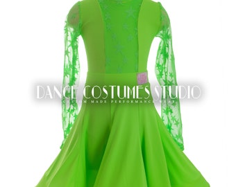Pre-teen ballroom, Dance ballroom dress for kids, Latin Ballroom Competition dress, Standard dance dress,  Three piece Dress