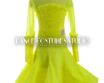 Pre-teen ballroom, Dance ballroom dress for kids, Latin Ballroom Competition dress, Standard dance dress,  Three piece Dress