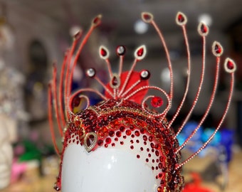 High quality samba cabaret  frame headdress armature coiffe  feather red