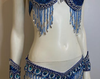 Blue and silver cabaret samba bikini size S