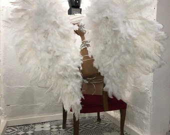 WHITE VIctoria sEcret ANgel WIngs INspiration ostrich BOa RHinestones