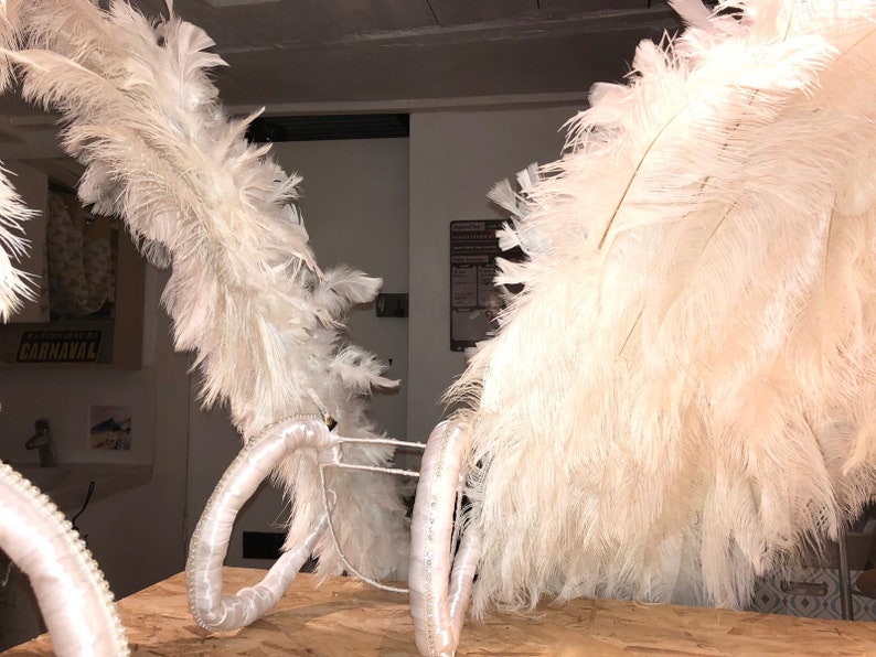 WHITE VIctoria sEcret ANgel WIngs INspiration ostrich BOa RHinestones