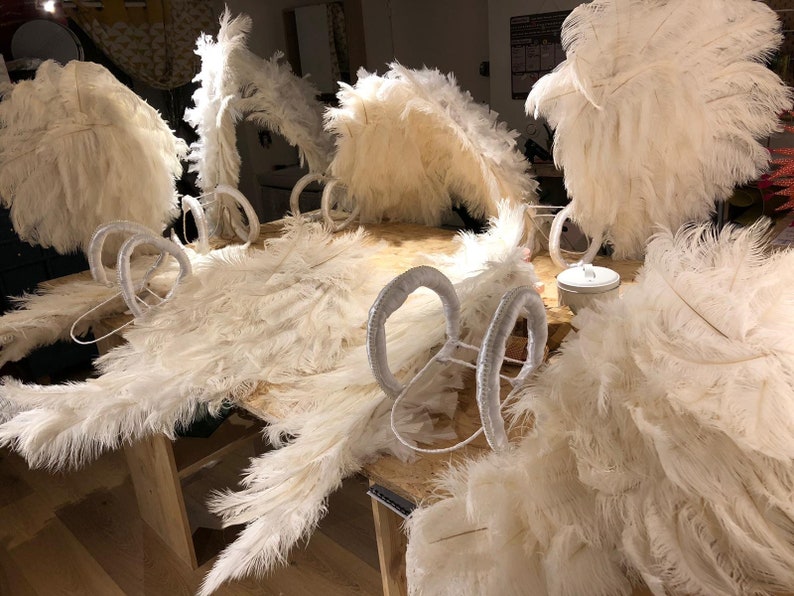 WHITE VIctoria sEcret ANgel WIngs INspiration ostrich BOa RHinestones