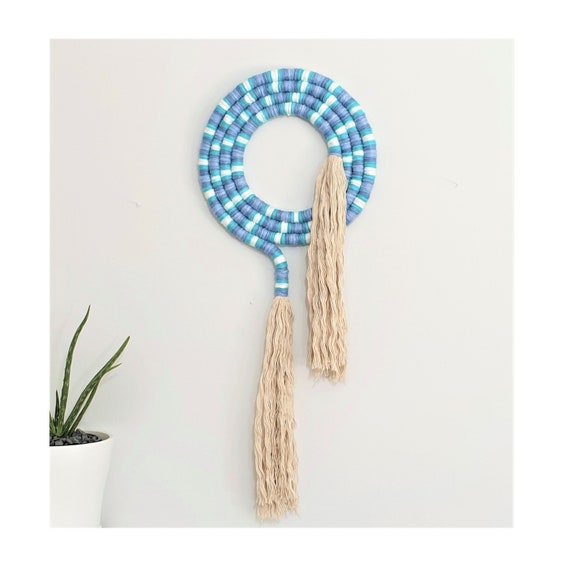 CALLIOPE Spiral Wrapped Blue Rope Wall Hanging Cotton Tassel Lariat Textile  Art Handmade Contemporary Boho Nursery Gallery Wall Decor -  Canada