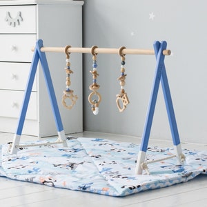 Complete Set, Baby Gym With Sensory Toys, Wooden Baby Gym, Montessori Baby Gym, Foldable Gym, Baby Shower Gift
