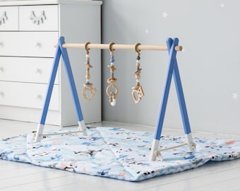 Complete Set, Baby Gym With Sensory Toys, Wooden Baby Gym, Montessori Baby Gym, Foldable Gym, Baby Shower Gift