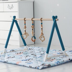 Baby Gym With Toys, Sensory Toys, BOHO toddler gym, Natural Eco Friendly Wood, Montessori Playset, Sensory Development, Foldable and Safe