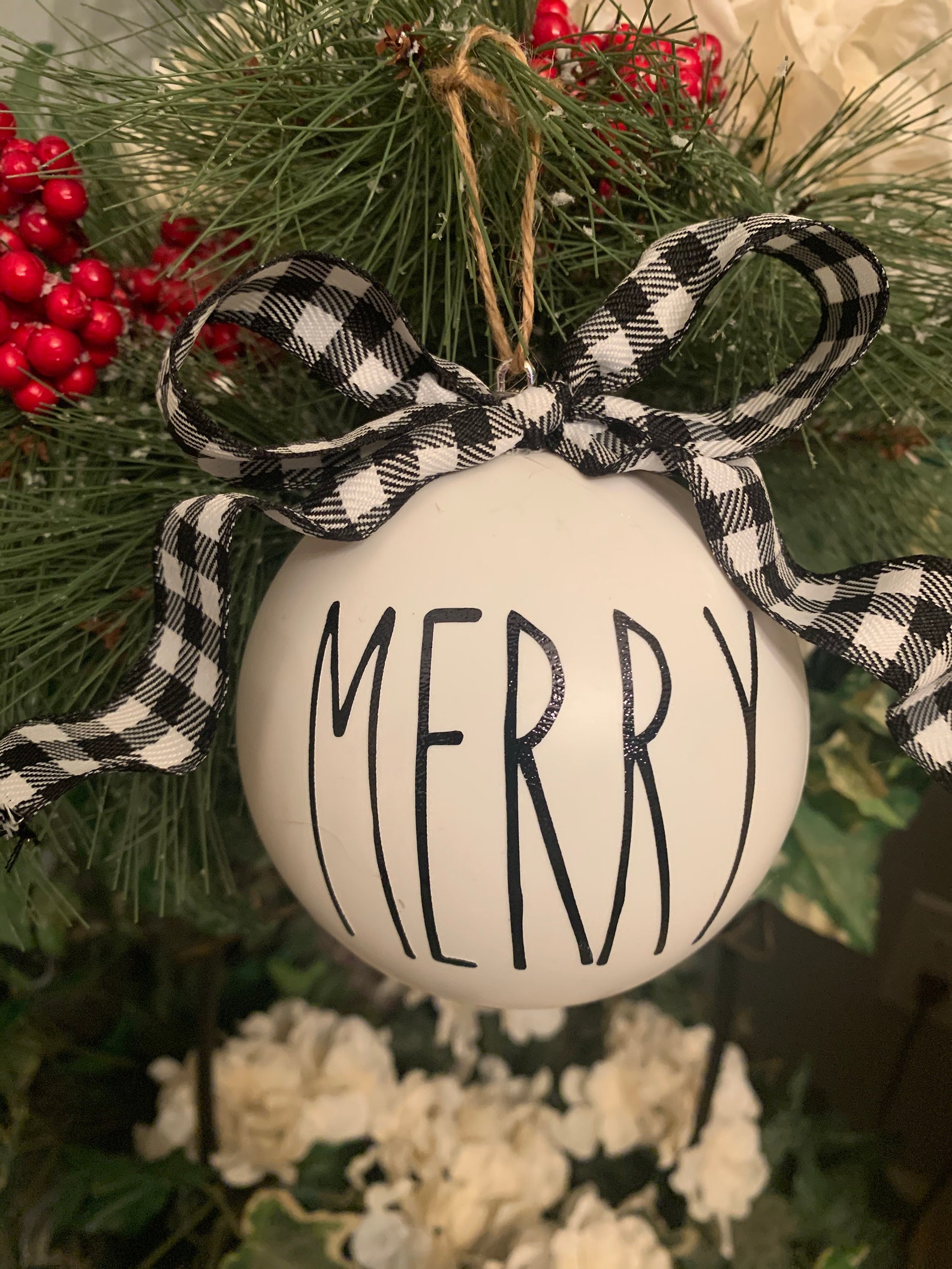 Rae Dunn Inspired Farmhouse Christmas Ornaments Set of FOUR Etsy
