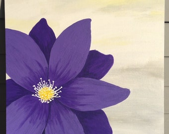 Purple Flower 12" Acrylic Painting