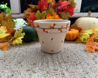4.5” hand-painted flower pot- fall wreath planter