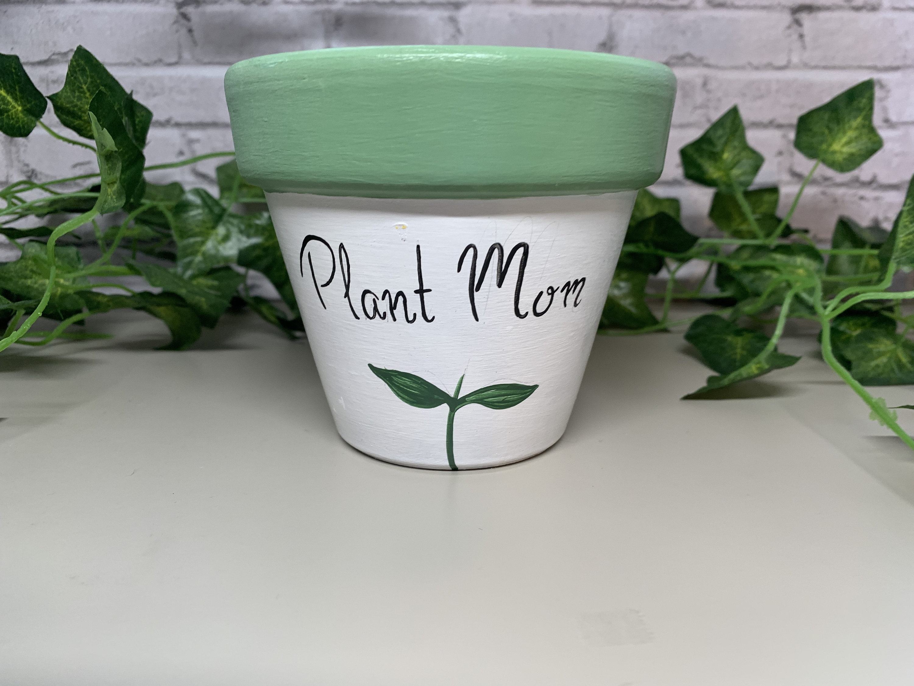 4.5インチ 手描き植木鉢 - Plant Mom プランター - Etsy 日本
