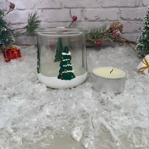 Candle holder - 2.5” hand-painted Christmas tea light holder