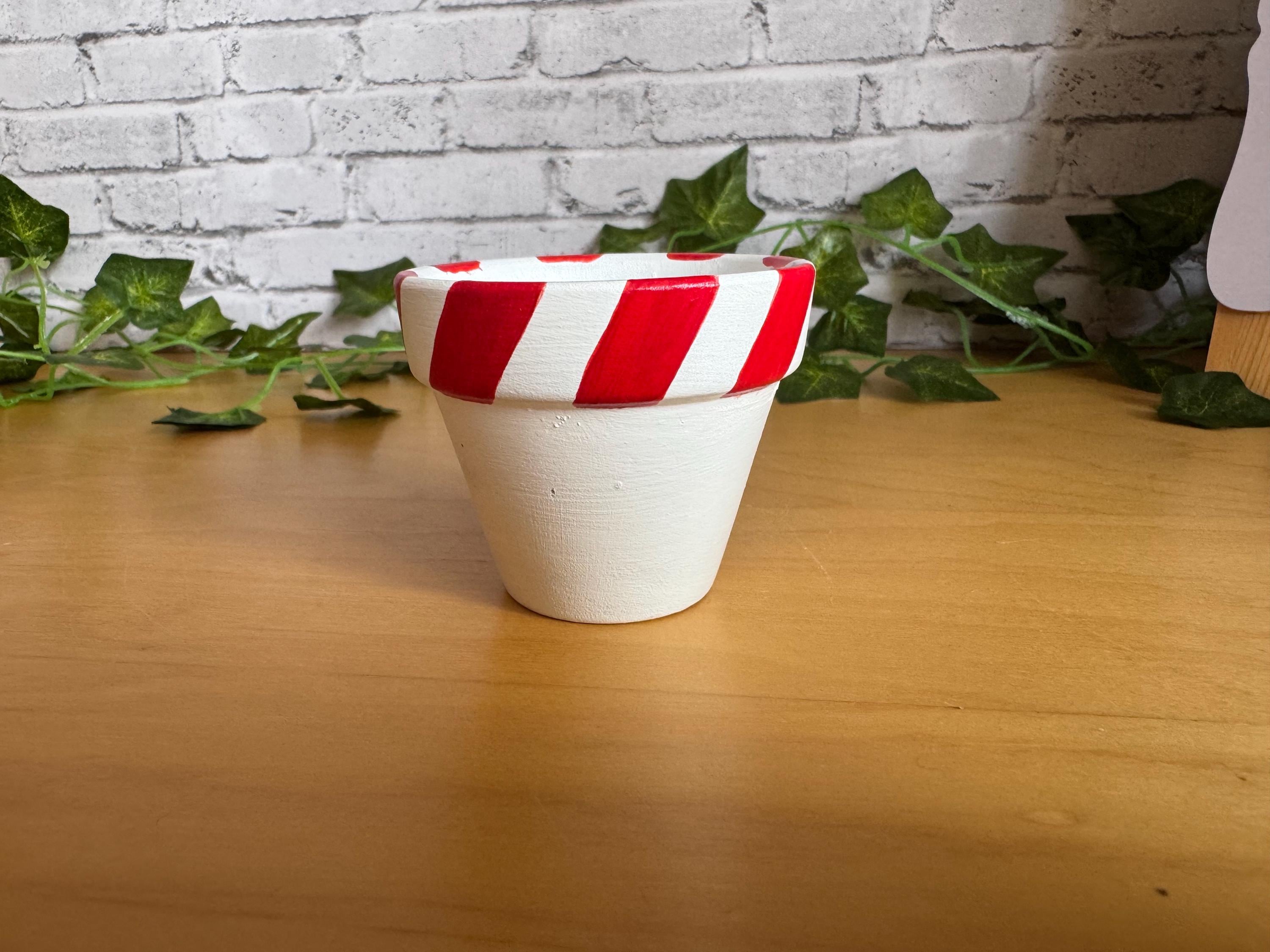 2.75” Hand-painted Flower Pot- Peppermint Candy Cane Planter - Etsy