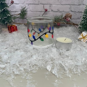 Candle holder - 2.5” hand-painted Christmas tea light holder