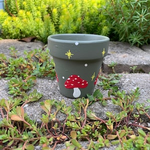 2.75” Hand-Painted Flower Pot - Mushroom Planter