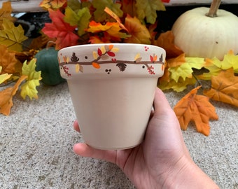 4.5” hand-painted flower pot- fall wreath planter