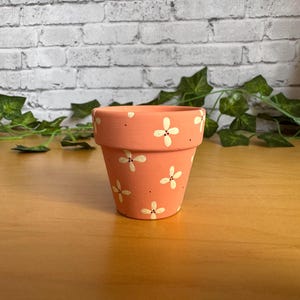 2” hand painted flower pot - orange floral planter