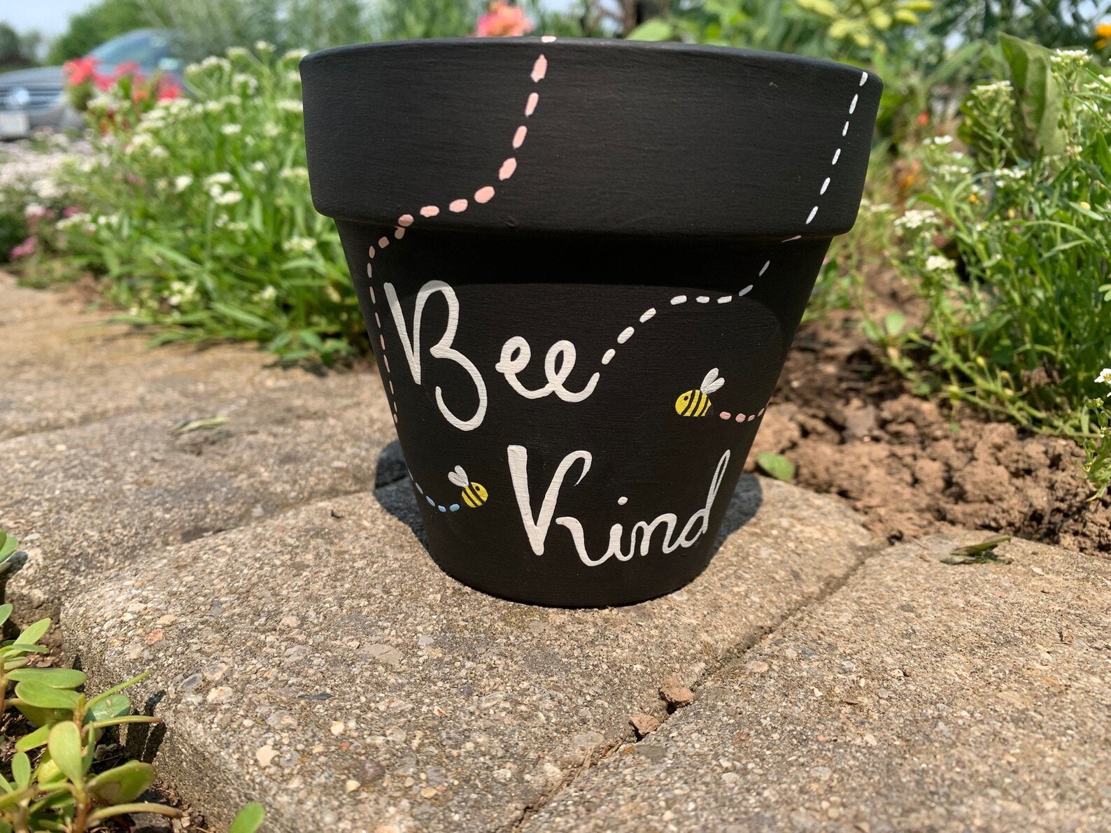 4.5 Handpainted Flower Pot, bee Kind Planter Etsy UK