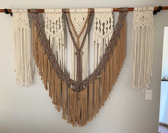 Extra Large Neutral-Toned Layered Boho Macrame Wall Hanging