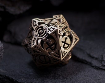 Atlantean D20 - 3D-geprinte metalen dobbelstenen - RPG dobbelstenen - D20 - metaal