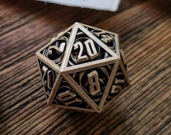 Moonweaver W20 - 3D gedruckter Metallwürfel - Rollenspielwürfel - D20 - Metall