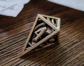 Moonweaver D4 -  3d printed metal Dice - RPG dice - D20 - metal