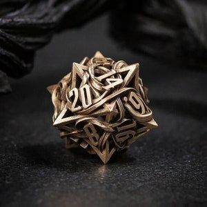 Yggdrasil D20: 3D Gedruckter Rollenspielwürfel aus Metall