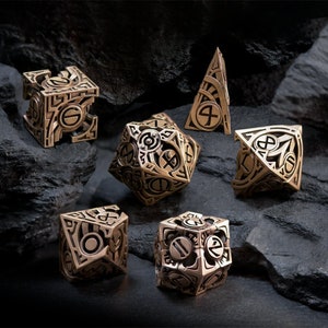 Atlantean Metal Dice Set: 3D Printed RPG Dice