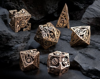 Atlantean Dice Set -  3d printed metal Dice - RPG dice - D20 - metal