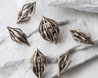 Golden Arcanum Dice Set: 3D Printed Metal RPG Dice