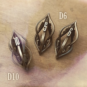 Arcanum D10 & D6 -  3d printed metal Dice - RPG dice - D10 - metal