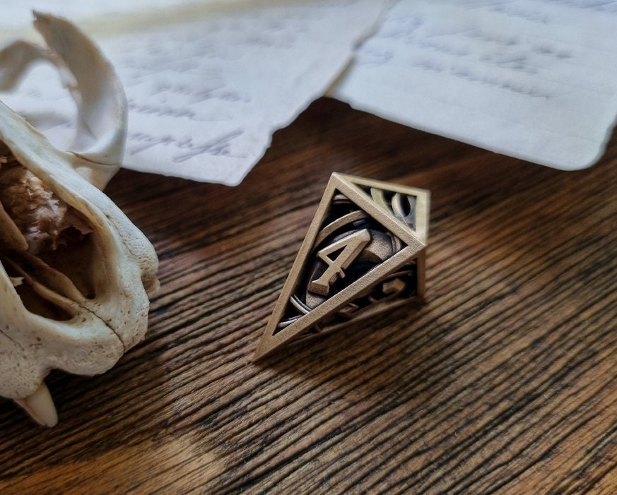 Moonweaver D4 - 3d bedruckte Metallwürfele - RPG Würfel - D20 - Metall