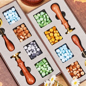 Retro Gift Box wax seal stamp kit for wedding/couples , Any logo can be engraved , Personalised Initial wax stamp kit for gift