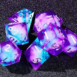 Galaxy liquid core dice set for role playing games , Liquid Core Dungeons and Dragons Dice Set for D&D Gift, Resin d and d dice set