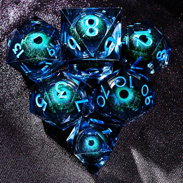 Liquid Core Dragon Eye DND Dice Set for role playing games , Liquid Core Dungeons and Dragons Dice Set for D&D Gift , Resin d and d dice set