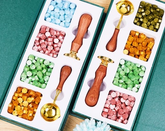 Lucky Clover Gift Box wax seal stamp kit for wedding/couples , Any logo can be engraved , Personalised Initial wax seal kit for gift