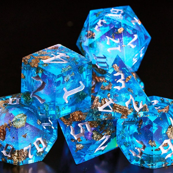 New Arrivals!! Blue Liquid Core dnd dice set for role playing games, Dungeons and Dragons Dice Set for D&D Gift, Resin d and d dice set ,