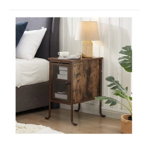 Side/End Table Narrow with Pull-Out Tray and 2-Tier Storage Shelf