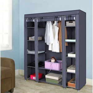 Ubesgoo Portable Closet Organizer Wardrobe Storage Clothes Organizer with 12 Shelves, Black