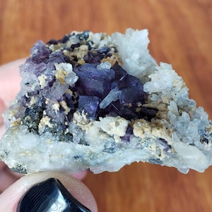 51 g Purple Cube Fluorite Specimen Cluster with Calcite and Quartz Matrix Perfect for Decor or Crystal Grids 29FC